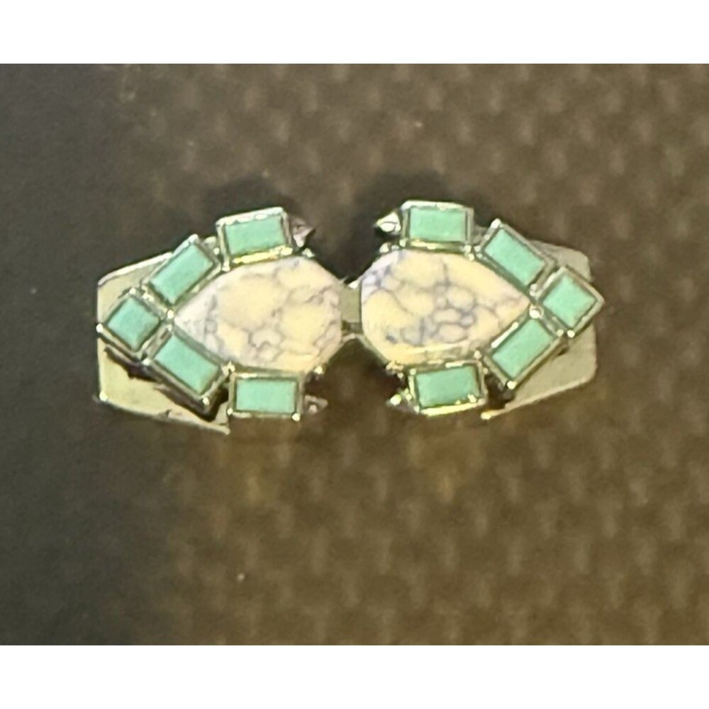 KEEP Collective Harmony Geo Bar Howlite Turquoise Silver Slider Charm EUC